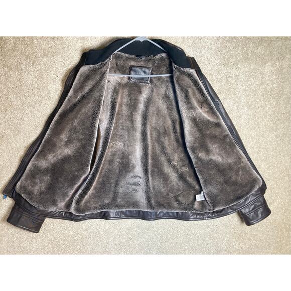 Calvin Klein Brown Leather Like Outer Jacket Coat Mens Large Polyester Filling - Picture 5 of 16